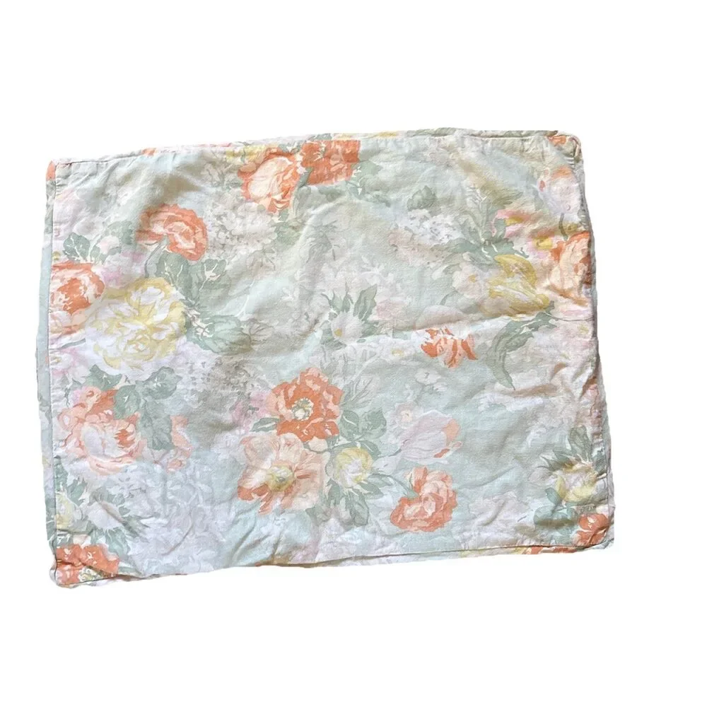 2 Pottery Barn Elora Floral Print Pillow Shams Cover Queen Duvet Set Linen Blend